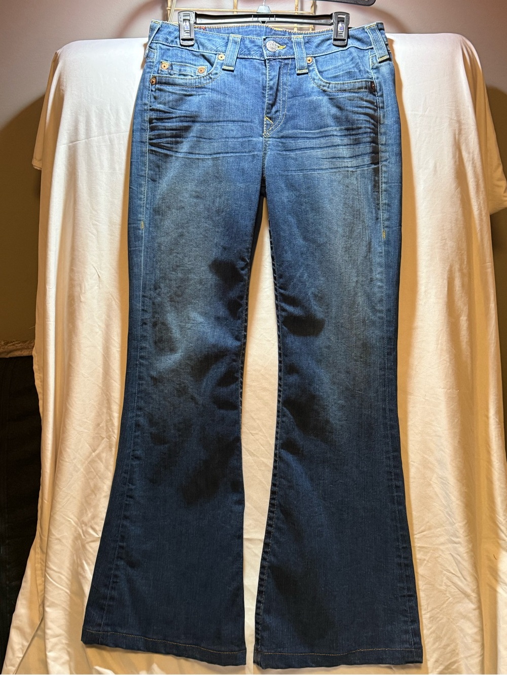 Vintage True Religion Dana Y2K Bootcut Flared Wide Lag Jeans Blue Women Size 31